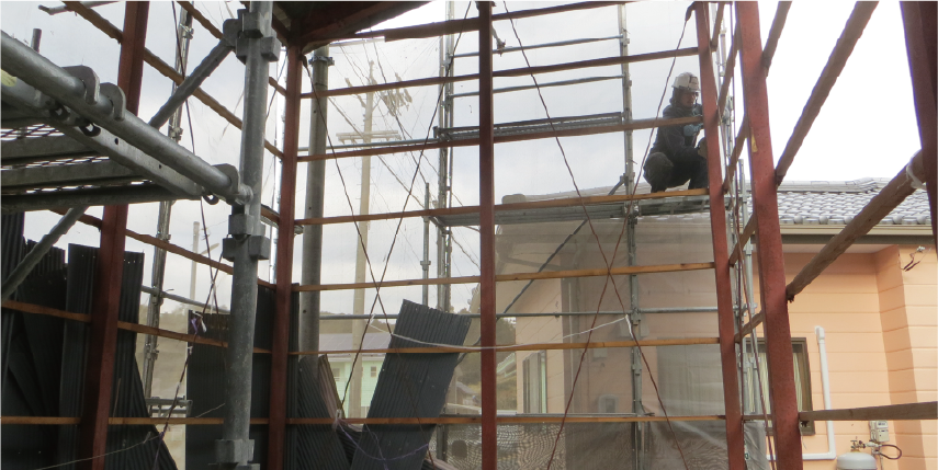 現場調査、材料積込、建て方計画